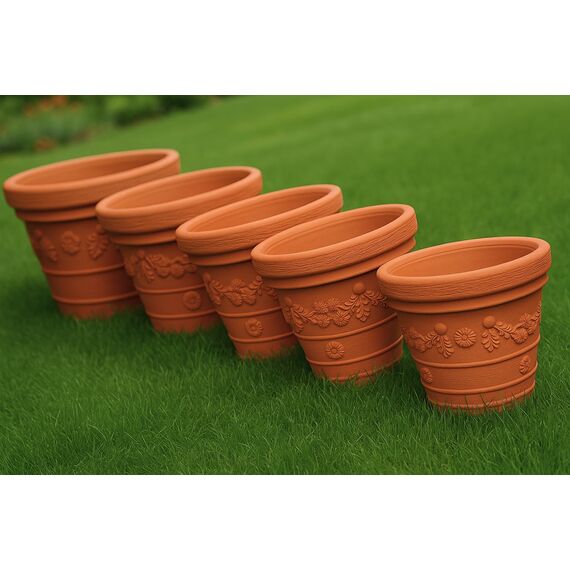 Blumentopf Pflanztopf Massiv Blumenkübel Terrakotta Mocca Kunststoff Classic Massiver konisch Untersetzer 5 Größen von rg-vertrieb für Innenräume und Gärten