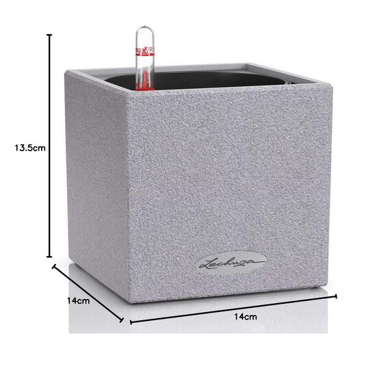 Lechuza Canto Stone 14 hochwertiger Kräuterwürfel mit Stick-Bewässerungssystem, steingrau (Packung mit 2)