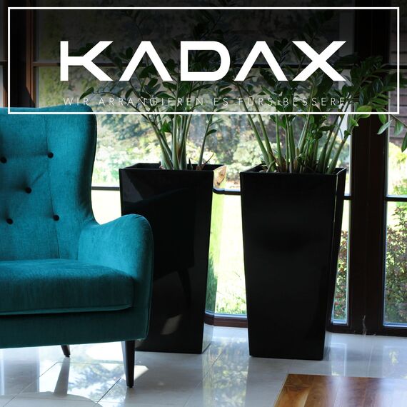 KADAX 3er Set Pflanzkübel mit Innentopf 36/46,5/57,5 cm Höhe, Schwarz Glatt – wetterfeste & robuste Blumenkübel aus Kunststoff, Blumentöpfe für Innen- & Außenbereich