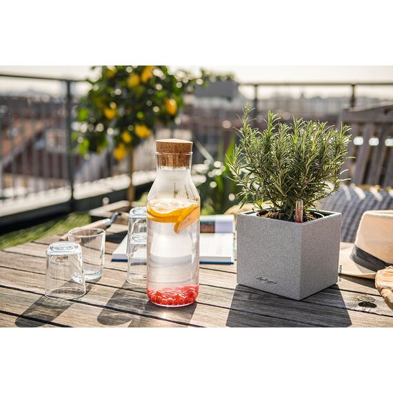 LECHUZA CANTO Stone 14 hochwertiger Kräuterwürfel mit Stick-Bewässerungssystem, steingrau