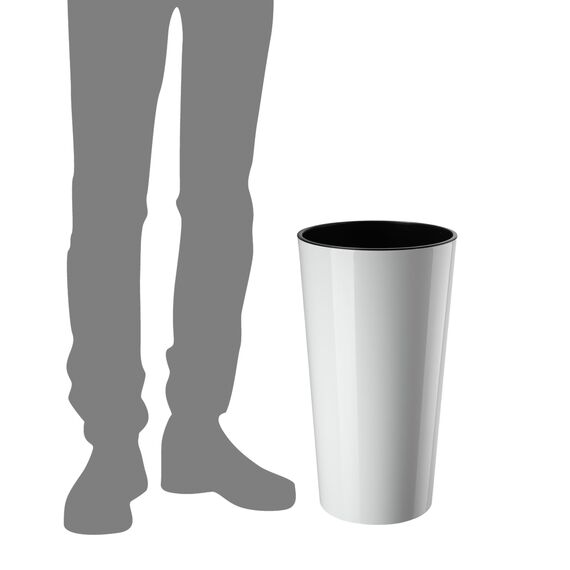 KADAX Pflanzkübel mit Innentopf Weiß Ø 14 cm, Höhe 26.1 cm – Moderner Pflanztopf mit Einsatz, Blumentopf aus robuster Kunststoff für Innen- und Außenbereich, ideal für Wohnzimmer, Balkon, Büro