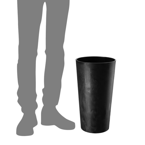 KADAX Pflanzkübel mit Innentopf Schwarz Ø 14 cm, Höhe 26.1 cm – Moderner Pflanztopf mit Einsatz, Blumentopf aus robuster Kunststoff für Innen- und Außenbereich, ideal für Wohnzimmer, Balkon, Büro