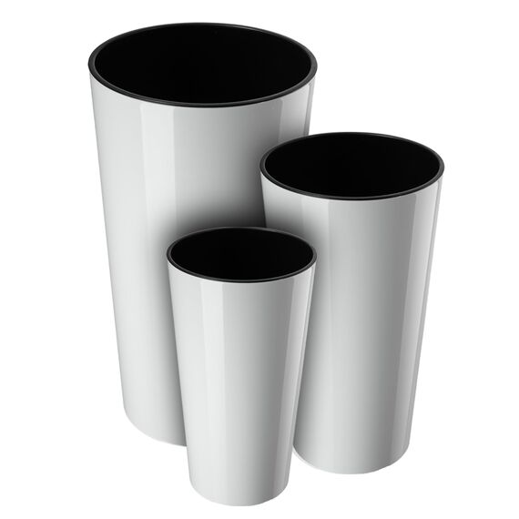 KADAX Pflanzkübel mit Innentopf Weiß Ø 14 cm, Höhe 26.1 cm – Moderner Pflanztopf mit Einsatz, Blumentopf aus robuster Kunststoff für Innen- und Außenbereich, ideal für Wohnzimmer, Balkon, Büro