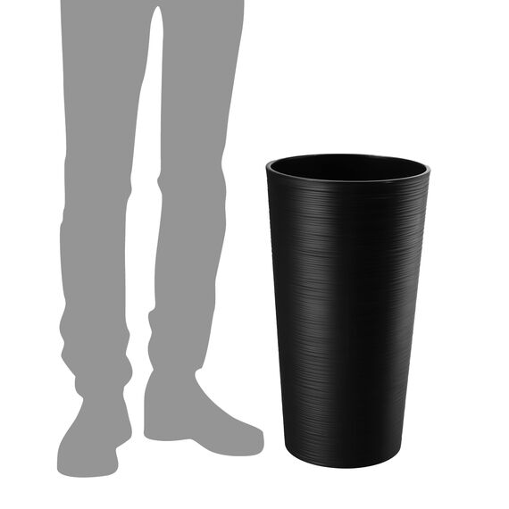 KADAX Pflanzkübel mit Innentopf Graphit Ø 19.5 cm, Höhe 36.8 cm – Moderner Pflanztopf mit Einsatz, Blumentopf aus robuster Kunststoff für Innen- und Außenbereich, ideal für Wohnzimmer, Balkon, Büro