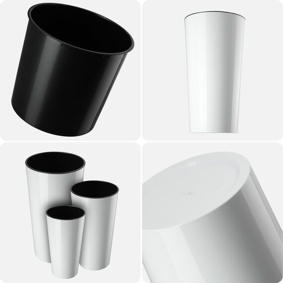 KADAX Pflanzkübel mit Innentopf Weiß Ø 19.5 cm, Höhe 36.8 cm – Moderner Pflanztopf mit Einsatz, Blumentopf aus robuster Kunststoff für Innen- und Außenbereich, ideal für Wohnzimmer, Balkon, Büro