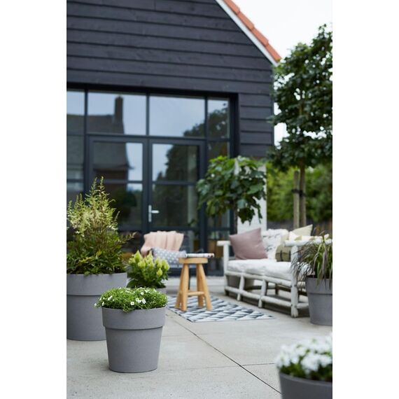 elho Vibia Straight Rund 25 - Blumentopf für Außen - Ø 24.3 x H 23.2 cm - Grau/Living Beton