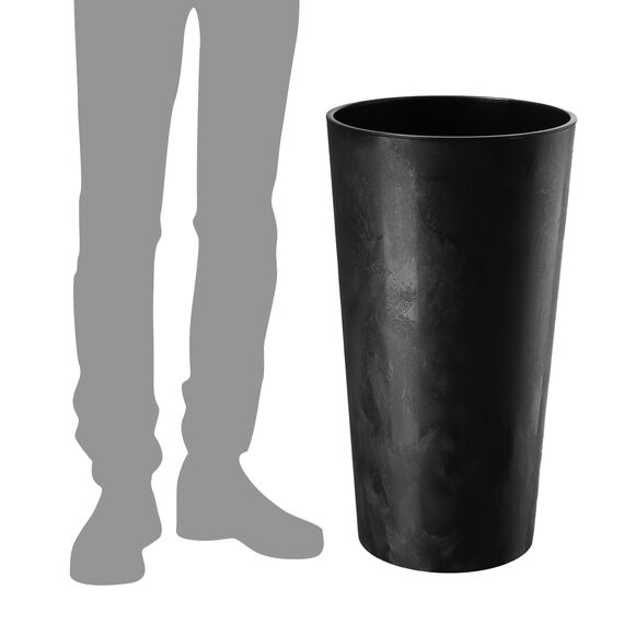 KADAX Pflanzkübel mit Innentopf Schwarz Ø 30 cm, Höhe 57.5 cm – Moderner Pflanztopf mit Einsatz, Blumentopf aus robuster Kunststoff für Innen- und Außenbereich, ideal für Wohnzimmer, Balkon, Büro