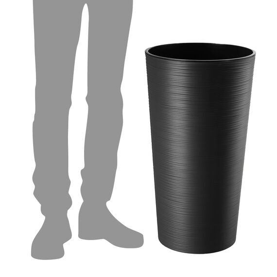 KADAX Pflanzkübel mit Innentopf Graphit Ø 30 cm, Höhe 57.5 cm – Moderner Pflanztopf mit Einsatz, Blumentopf aus robuster Kunststoff für Innen- und Außenbereich, ideal für Wohnzimmer, Balkon, Büro