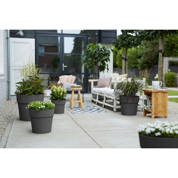 elho Vibia Straight Rund 25 - Blumentopf für Außen - Ø 24.3 x H 23.2 cm - Schwarz/Anthracite