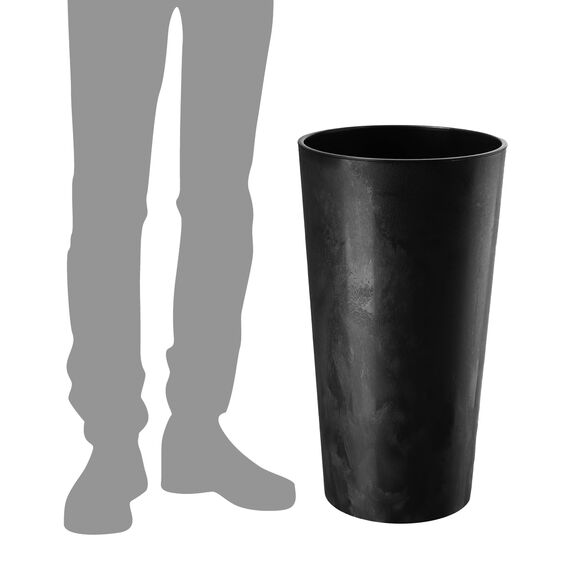 KADAX Pflanzkübel mit Innentopf Schwarz Ø 25.5 cm, Höhe 47 cm – Moderner Pflanztopf mit Einsatz, Blumentopf aus robuster Kunststoff für Innen- und Außenbereich, ideal für Wohnzimmer, Balkon, Büro