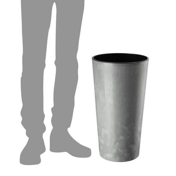 KADAX Pflanzkübel mit Innentopf Grau Ø 19.5 cm, Höhe 36.8 cm – Moderner Pflanztopf mit Einsatz, Blumentopf aus robuster Kunststoff für Innen- und Außenbereich, ideal für Wohnzimmer, Balkon, Büro