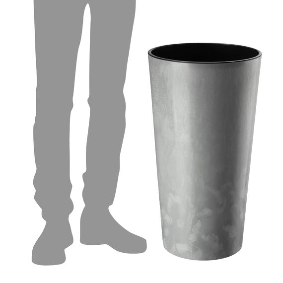 KADAX Pflanzkübel mit Innentopf Grau Ø 30 cm, Höhe 57.5 cm – Moderner Pflanztopf mit Einsatz, Blumentopf aus robuster Kunststoff für Innen- und Außenbereich, ideal für Wohnzimmer, Balkon, Büro