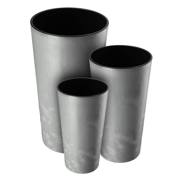 KADAX Pflanzkübel mit Innentopf Grau Ø 25.5 cm, Höhe 47 cm – Moderner Pflanztopf mit Einsatz, Blumentopf aus robuster Kunststoff für Innen- und Außenbereich, ideal für Wohnzimmer, Balkon, Büro