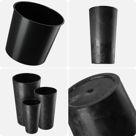 KADAX Pflanzkübel mit Innentopf Schwarz Ø 14 cm, Höhe 26.1 cm – Moderner Pflanztopf mit Einsatz, Blumentopf aus robuster Kunststoff für Innen- und Außenbereich, ideal für Wohnzimmer, Balkon, Büro
