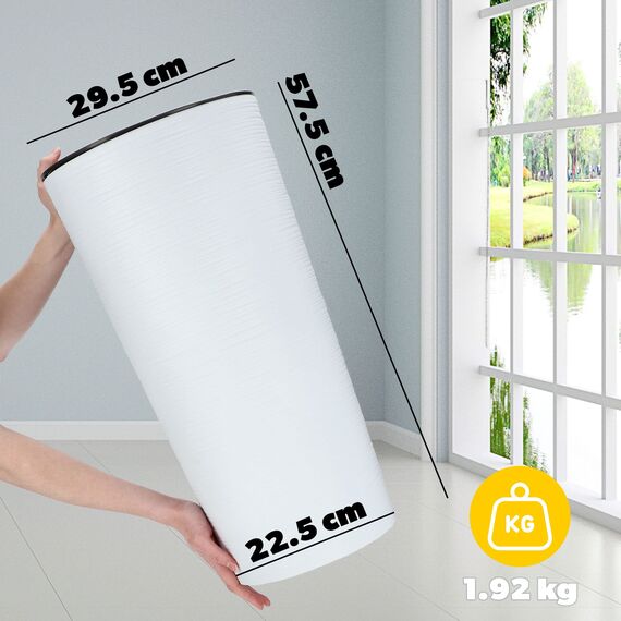 KADAX Pflanzkübel mit Innentopf Weiß Ø 30 cm, Höhe 57.5 cm – Moderner Pflanztopf mit Einsatz, Blumentopf aus robuster Kunststoff für Innen- und Außenbereich, ideal für Wohnzimmer, Balkon, Büro