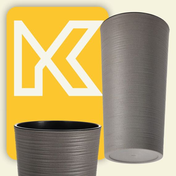 KADAX Pflanzkübel mit Innentopf Grau Ø 25 cm, Höhe 47 cm – Moderner Pflanztopf mit Einsatz, Blumentopf aus robuster Kunststoff für Innen- und Außenbereich, ideal für Wohnzimmer, Balkon, Büro