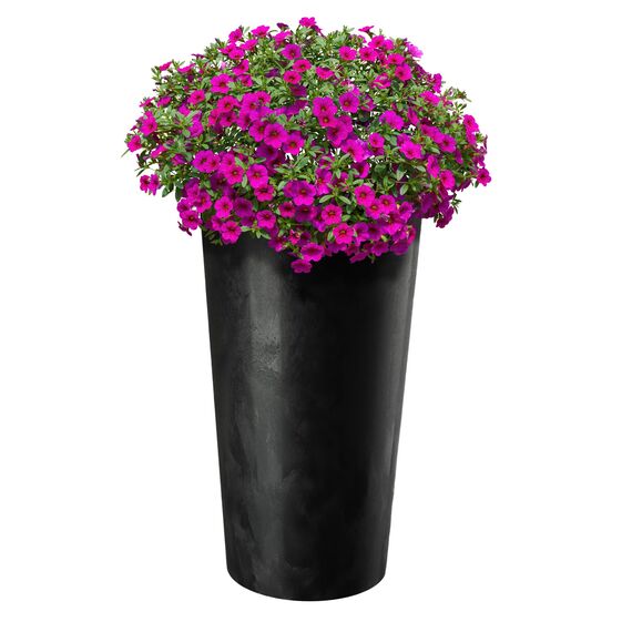 KADAX Pflanzkübel mit Innentopf Schwarz Ø 30 cm, Höhe 57.5 cm – Moderner Pflanztopf mit Einsatz, Blumentopf aus robuster Kunststoff für Innen- und Außenbereich, ideal für Wohnzimmer, Balkon, Büro