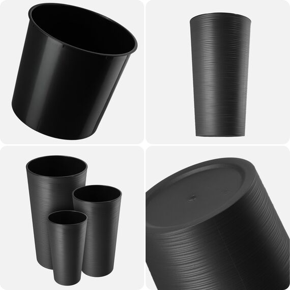 KADAX Pflanzkübel mit Innentopf Graphit Ø 30 cm, Höhe 57.5 cm – Moderner Pflanztopf mit Einsatz, Blumentopf aus robuster Kunststoff für Innen- und Außenbereich, ideal für Wohnzimmer, Balkon, Büro