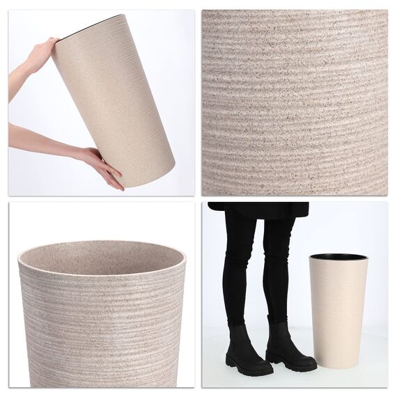 KADAX Pflanzkübel mit Innentopf Creme Ø 25 cm, Höhe 47 cm – Moderner Pflanztopf mit Einsatz, Blumentopf aus robuster Kunststoff für Innen- und Außenbereich, ideal für Wohnzimmer, Balkon, Büro