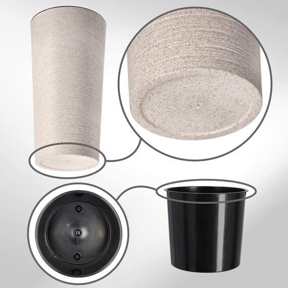 KADAX Pflanzkübel mit Innentopf Creme Ø 25 cm, Höhe 47 cm – Moderner Pflanztopf mit Einsatz, Blumentopf aus robuster Kunststoff für Innen- und Außenbereich, ideal für Wohnzimmer, Balkon, Büro