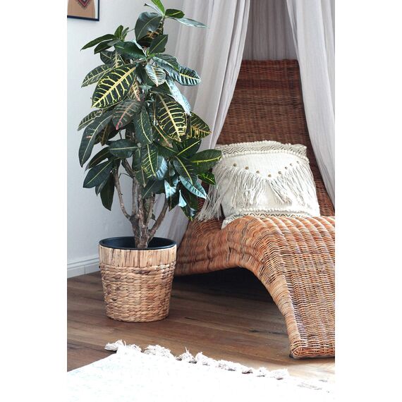 Decorasian Blumentopf rund geflochten aus Seegras mit stabilem Kunststoffeinsatz zum bepflanzen - Pflanztopf - 26cm