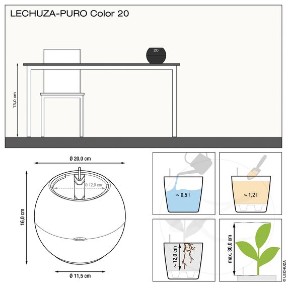 LECHUZA PURO Color 20 sandbraun 13378