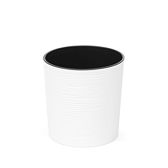 HappyFlower Blumentopf Pflanzkübel inkl. Einsatz rund Meißel-Optik Übertöpfe (Weiß, Durchmesser 30 cm/Höhe 30,5 cm)