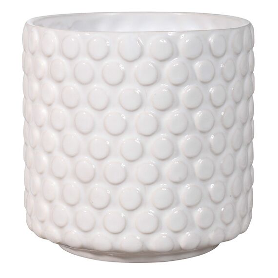 Bloomingville Blumentopf Dot - Dekorative Blumentöpfe für den Innenbereich, Retro-Stil, kreativ, S (12,5 cm Ø), Weiß, Keramik