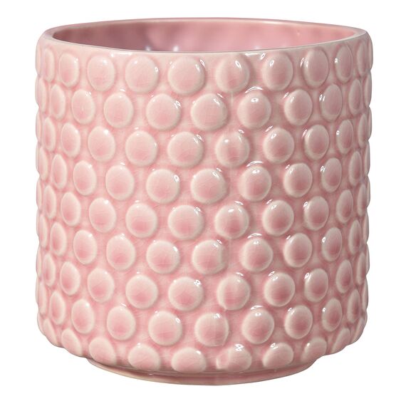 Bloomingville Blumentopf Dot - Dekorative Blumentöpfe für den Innenbereich, Retro-Stil, kreativ, S (12,5 cm Ø), Rosa, Keramik