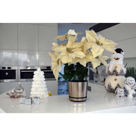 KORAD Blumentopf/Übertopf Stahl 21 cm - Pflanzkübel aus Hochwertiger Kunststoff - Dekorativer Topf für Pflanzen