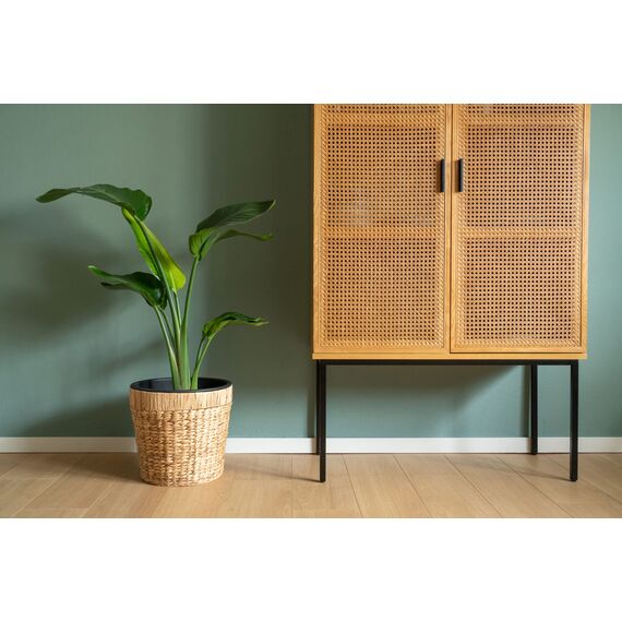 Decorasian Blumentopf rund geflochten aus Seegras mit Kunststoffeinsatz zum bepflanzen - Pflanztopf - 34cm