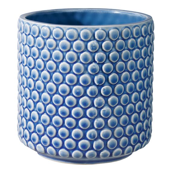 Bloomingville Blumentopf Dot - Dekorative Blumentöpfe für den Innenbereich, Retro-Stil, kreativ, M (15,5 cm Ø), Blau, Keramik