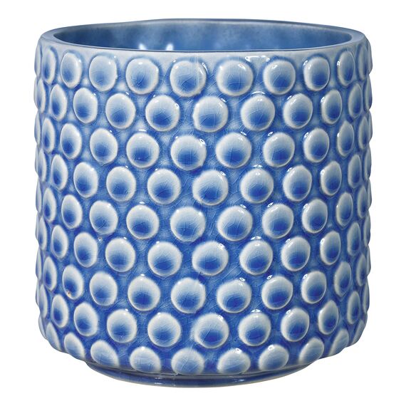 Bloomingville Blumentopf Dot - Dekorative Blumentöpfe für den Innenbereich, Retro-Stil, kreativ, S (12,5 cm Ø), Blau, Keramik
