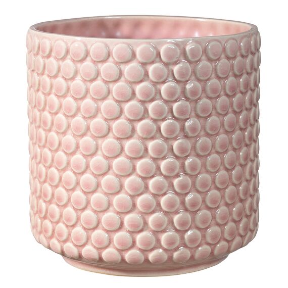 Bloomingville Blumentopf Dot - Dekorative Blumentöpfe für den Innenbereich, Retro-Stil, kreativ, M (15,5 cm Ø), Rosa, Keramik