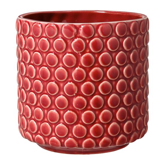 Bloomingville Blumentopf Dot - Dekorative Blumentöpfe für den Innenbereich, Retro-Stil, kreativ, S (12,5 cm Ø), Rot, Keramik