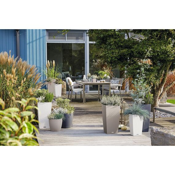 Lechuza "CUBICO Cottage 30" Pflanzgefäß mit ERD-Bewässerungs-System, Weiß, 30 x 30 x 56 cm