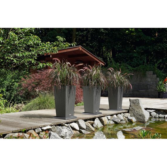 Lechuza "CUBICO Cottage 30" Pflanzgefäß mit ERD-Bewässerungs-System, Granit, 30 x 30 x 56 cm