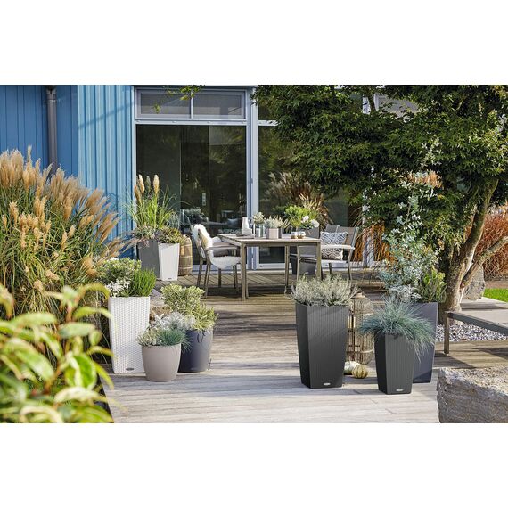 Lechuza "CUBICO Cottage 30" Pflanzgefäß mit ERD-Bewässerungs-System, Granit, 30 x 30 x 56 cm