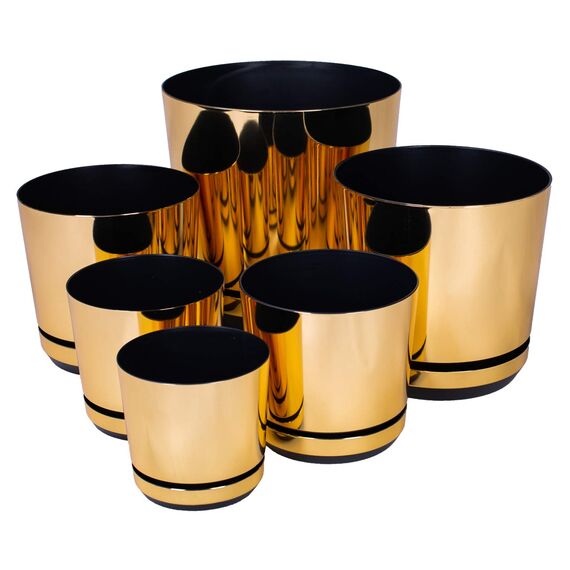 KORAD Blumentopf/Übertopf Glanzgold 26 cm - Pflanzkübel aus Hochwertiger Kunststoff - Dekorativer Gold Topf für Pflanzen