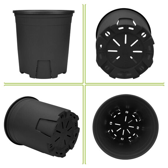 Muzhira Blumentopf, 20.9cm 5er Atmungsaktiver Pflanzentopf aus Kunststoff für Innen- und Außenbereich, Bonsai-Pflanzen, Aloe, Kräuter, Orchideen und mehr - Schwarz