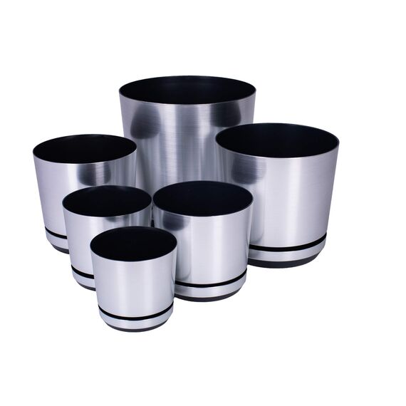 KORAD Blumentopf/Übertopf gebürstetes Aluminium 18 cm - Pflanzkübel aus Hochwertiger Kunststoff - Dekorativer Topf für Pflanzen