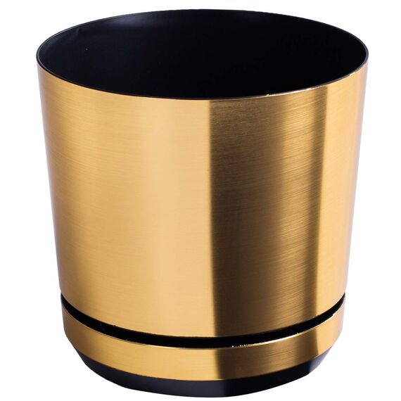 KORAD Blumentopf/Übertopf Messing 16 cm - Pflanzkübel aus Hochwertiger Kunststoff - Dekorativer Topf für Pflanzen