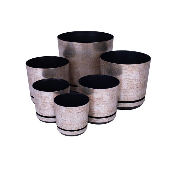 KORAD Blumentopf/Übertopf Antikes Silber 16 cm - Pflanzkübel aus Hochwertiger Kunststoff - Dekorativer Topf für Pflanzen