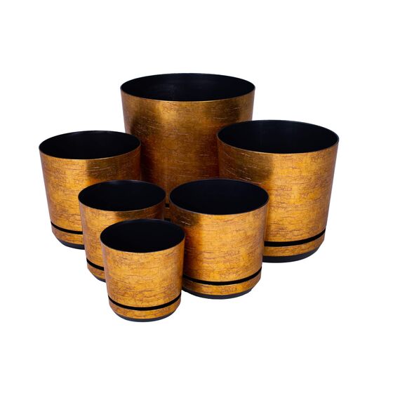 KORAD Blumentopf/Übertopf Antikes Gold 18 cm - Pflanzkübel aus Hochwertiger Kunststoff - Dekorativer Gold Topf für Pflanzen