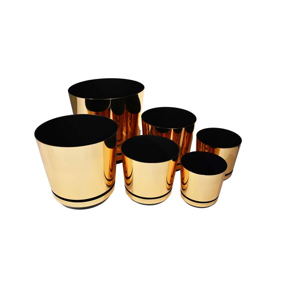 KORAD Blumentopf/Übertopf Glanzgold 18 cm - Pflanzkübel aus Hochwertiger Kunststoff - Dekorativer Gold Topf für Pflanzen