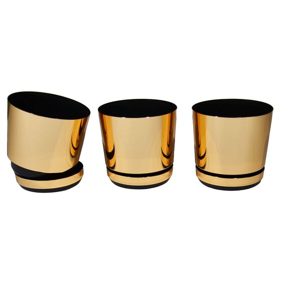 KORAD Blumentopf/Übertopf Glanzgold 16 cm - Pflanzkübel aus Hochwertiger Kunststoff - Dekorativer Gold Topf für Pflanzen