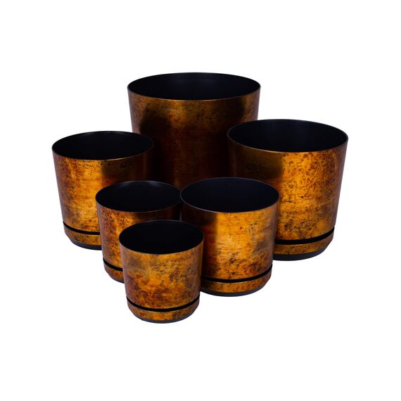 KORAD Blumentopf/Übertopf Rost 16 cm - Pflanzkübel aus Hochwertiger Kunststoff - Dekorativer Topf für Pflanzen