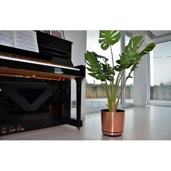 KORAD Blumentopf/Übertopf Kupfer 18 cm - Pflanzkübel aus Hochwertiger Kunststoff - Dekorativer Topf für Pflanzen