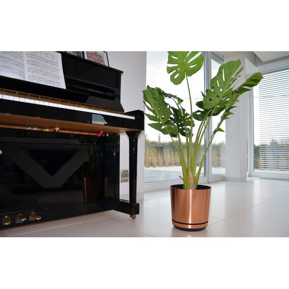 KORAD Übertöpfe Satz 4 Stück Kupfer 16 cm, 18 cm, 21 cm, 26 cm - dekorative Übertöpfe in 4 der Größe von 16 cm, 18 cm, 21 cm, 26 cm für Blumen, Kräuter, Pflanzenkompositionen. OSL S4/121