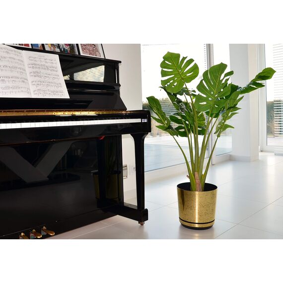 KORAD Blumentopf/Übertopf Altgold 18 cm - Pflanzkübel aus Hochwertiger Kunststoff - Dekorativer Gold Topf für Pflanzen